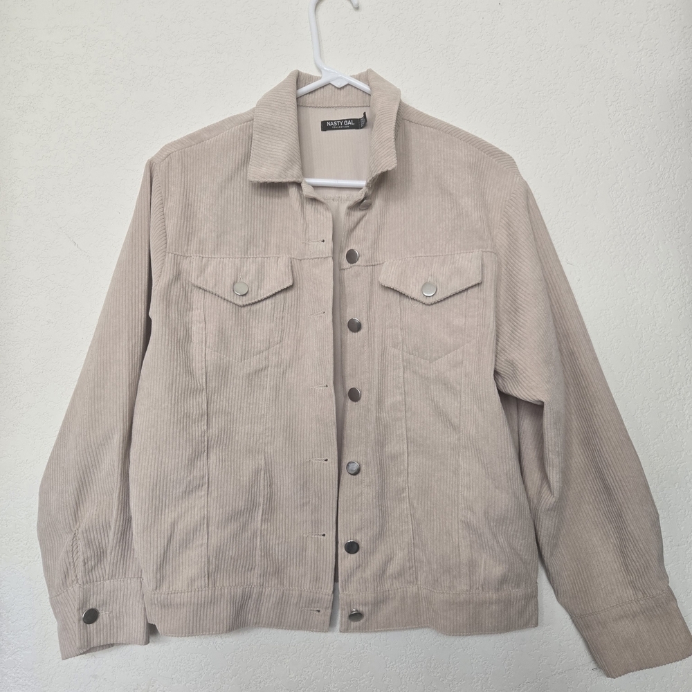 NASTY GAL Beige Corduroy Jacket, Size 4 - Picture 2 of 12